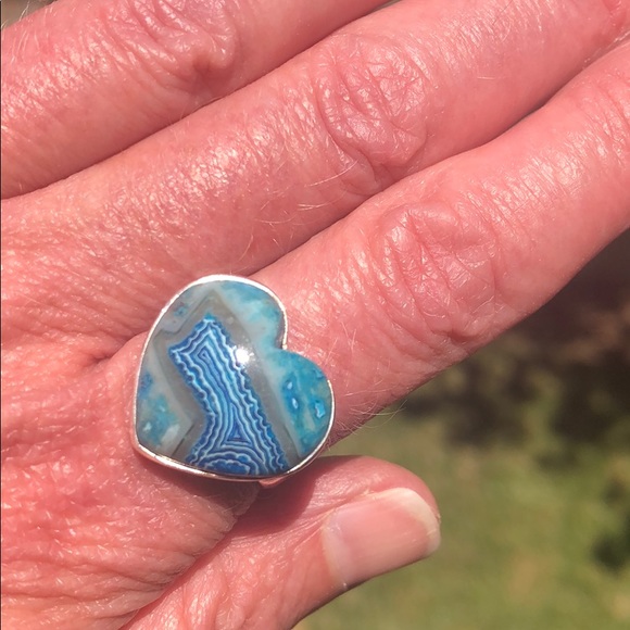 BOUTIQUE LACE AGATE 925 STERLING SILVER RING, 8.5 - Picture 7 of 8